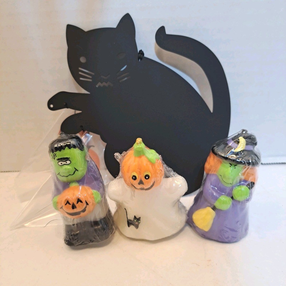 Avon Gift Collection Halloween Trick or Treat Trio Candles, Black Cat Wind Chime